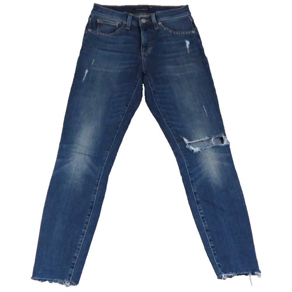 Lucky Brand Mid Rise Skinny Jeans Women 2 Distressed Stretch Ripped Denim Blue